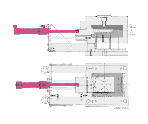 Stampo a iniezione con cilindro idraulico B1.282 Stampo a iniezione con cilindro idraulico B1.282
