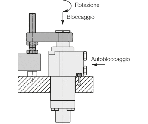 Staffe rotanti irreversibili con autobloccaggio dello stelo pistone B 1.8805 Staffe rotanti irreversibili con autobloccaggio dello stelo pistone B 1.8805